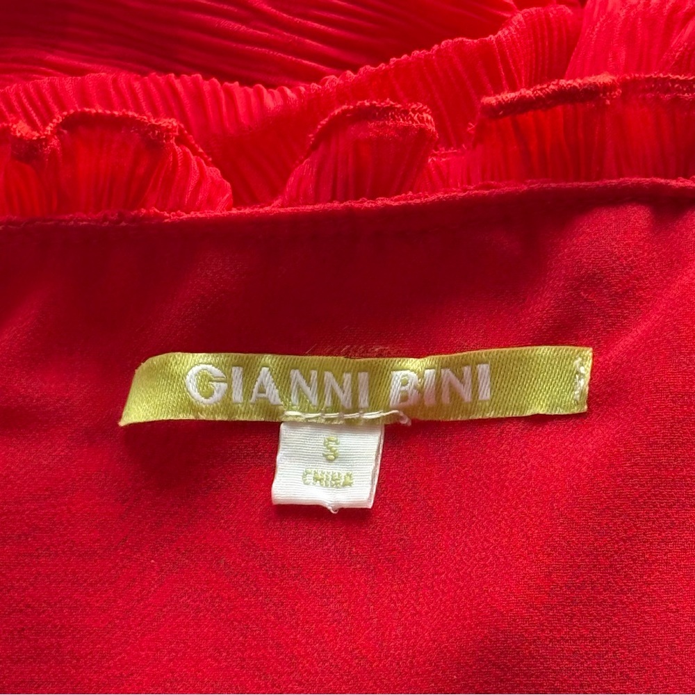 Gianni Bini Red Ruffle Snyder Fit & Flare Midi Ruffle Chiffon Dress NWOT Size S - Picture 7 of 9